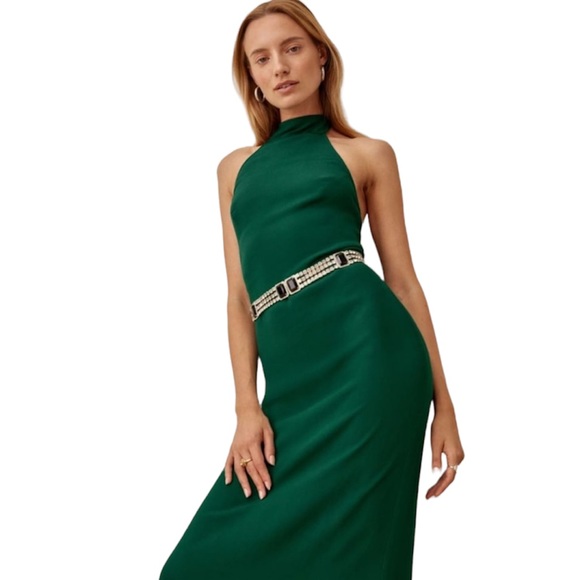 Reformation Filippa Green Halter Dress - Picture 3 of 15